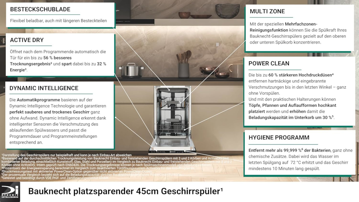 BAUKNECHT BK6UC11BS7A0X Geschirrspüler / EEK: C / 11 MG / Unterbau / 45 cm