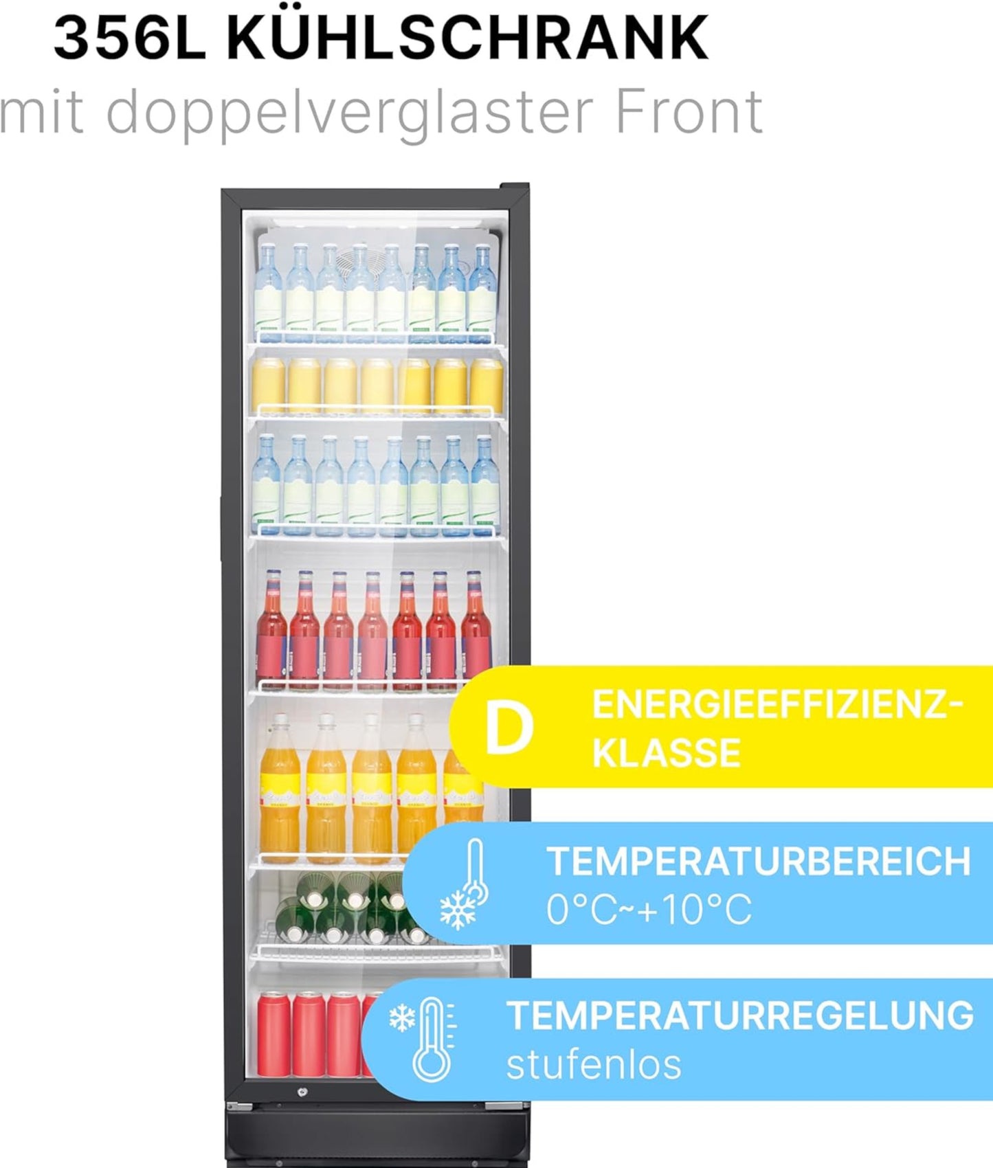 BOMANN KSG 7351 Schwarz Glastür-Kühlschrank / 347 Liter / Für den gewerblichen Gebrauch