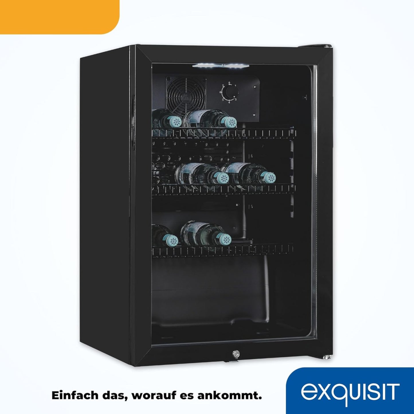 EXQUISIT GKS120-GT-160C Glastür-Kühlschrank / Getränkekühlschrank / EEK:C / Schwarz