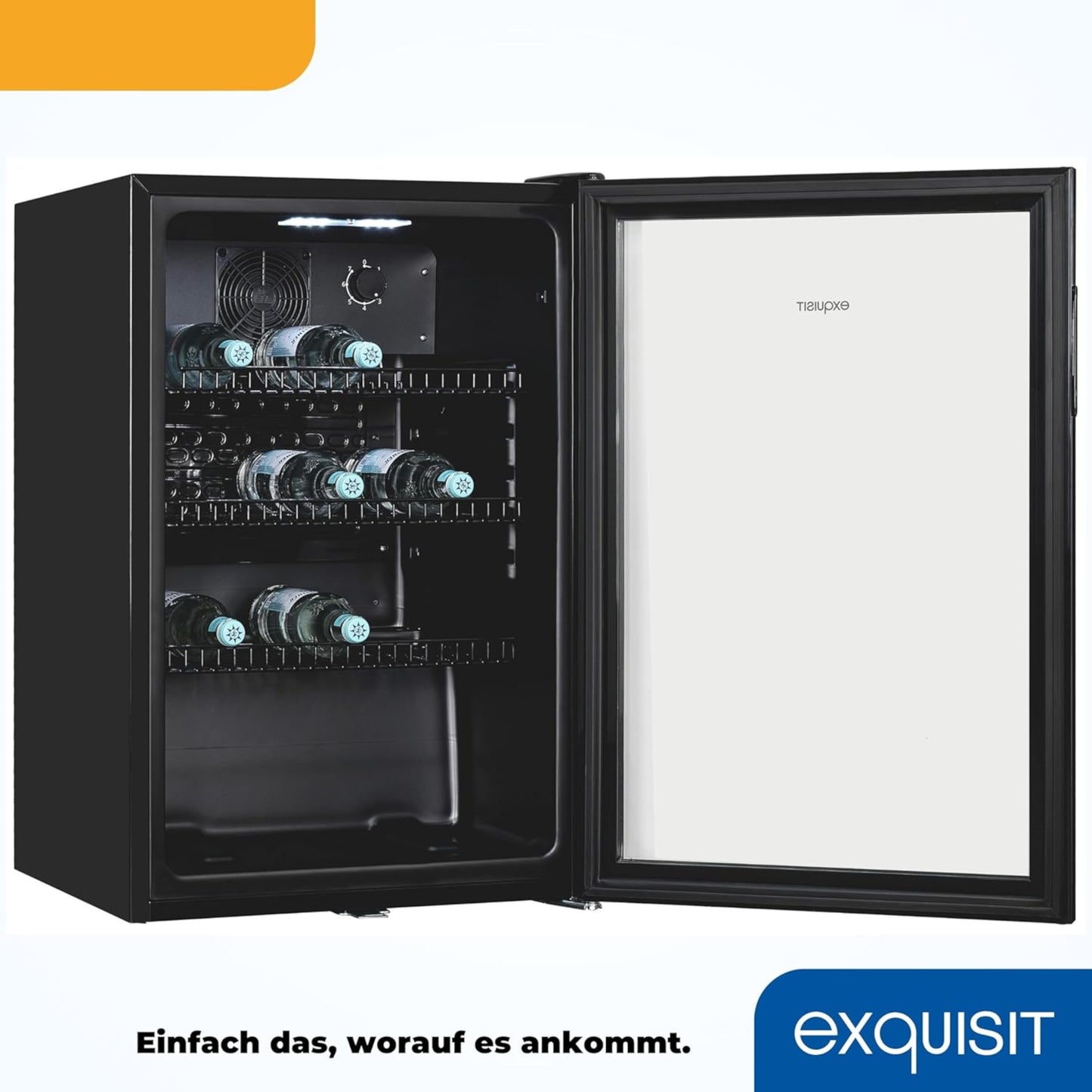 EXQUISIT GKS120-GT-160C Glastür-Kühlschrank / Getränkekühlschrank / EEK:C / Schwarz