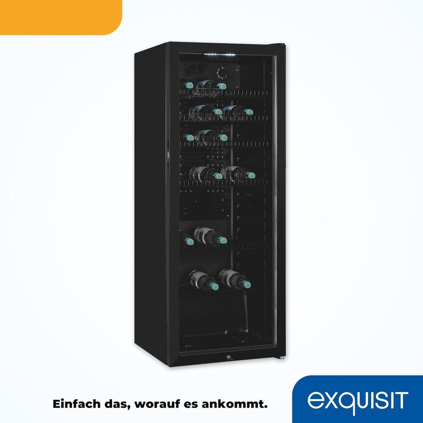 EXQUISIT GKS240-GT-160C Glastür-Kühlschrank / Getränkekühlschrank / EEK:C / Schwarz