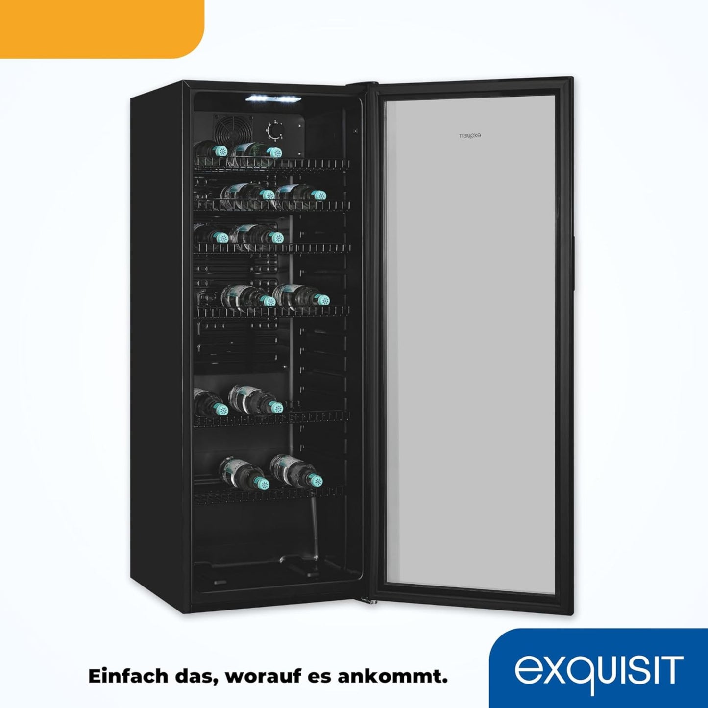 EXQUISIT GKS240-GT-160C Glastür-Kühlschrank / Getränkekühlschrank / EEK:C / Schwarz