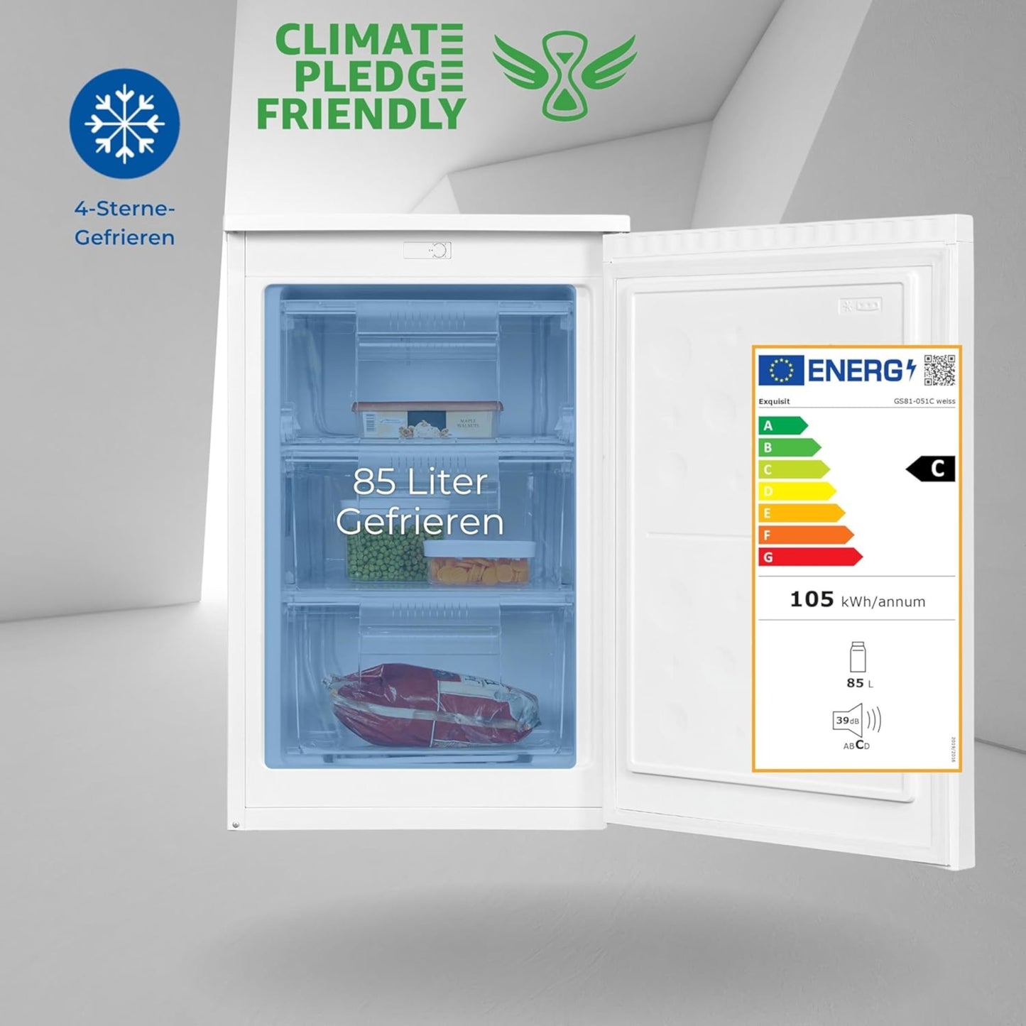 EXQUISIT GS81-051C weiß Gefrierschrank / EEK: C / 85 Liter - LED-TV-SHOP