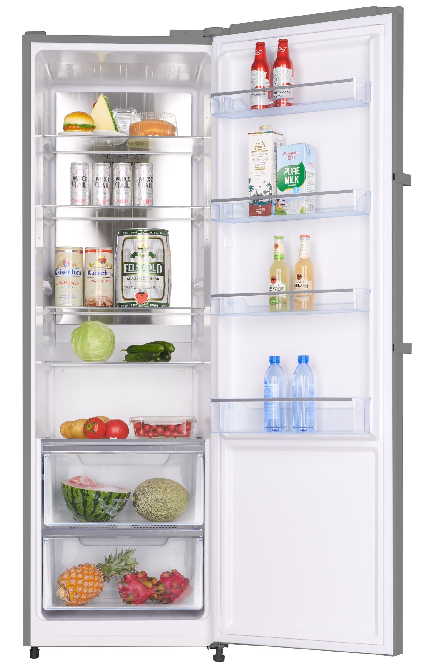 SCHOEPF KS373IX Vollraum-Kühlschrank 185 cm / EEK: E / Inox-Look / 373 Liter