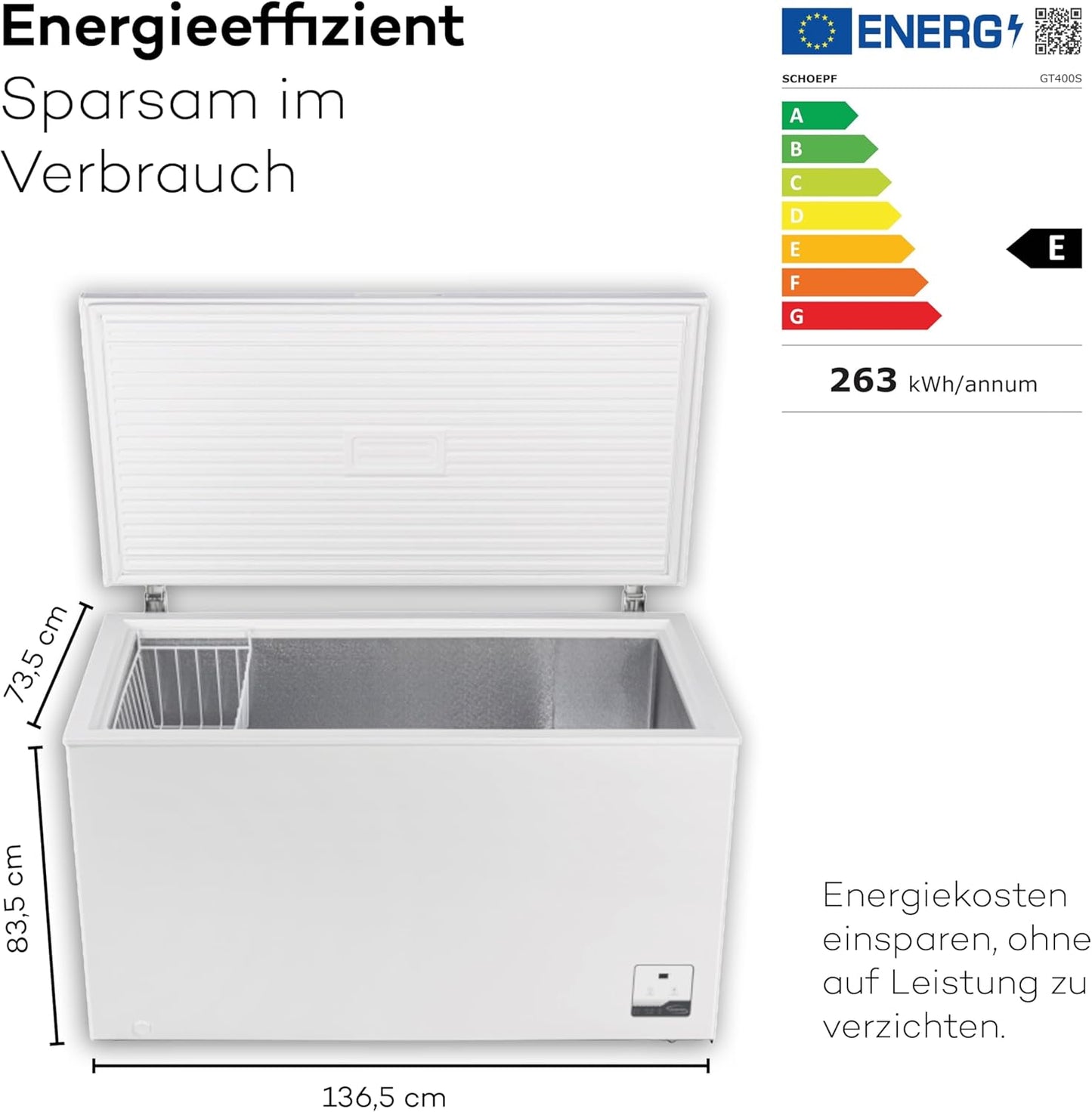 SCHOEPF GT400S Gefriertruhe / EEK: E / 400 Liter / Tiefkühltruhe - LED-TV-SHOP