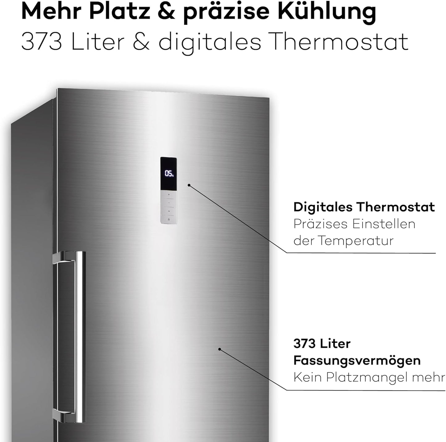 SCHOEPF KS373IX Vollraum-Kühlschrank 185 cm / EEK: E / Inox-Look / 373 Liter