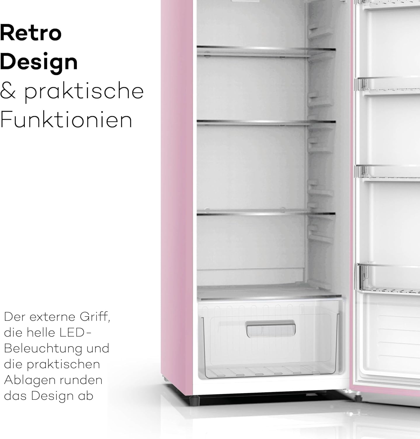 SCHOEPF RKS245P Vollraum-Kühlschrank Retro / EEK: E / Pink / 238 Liter - LED-TV-SHOP