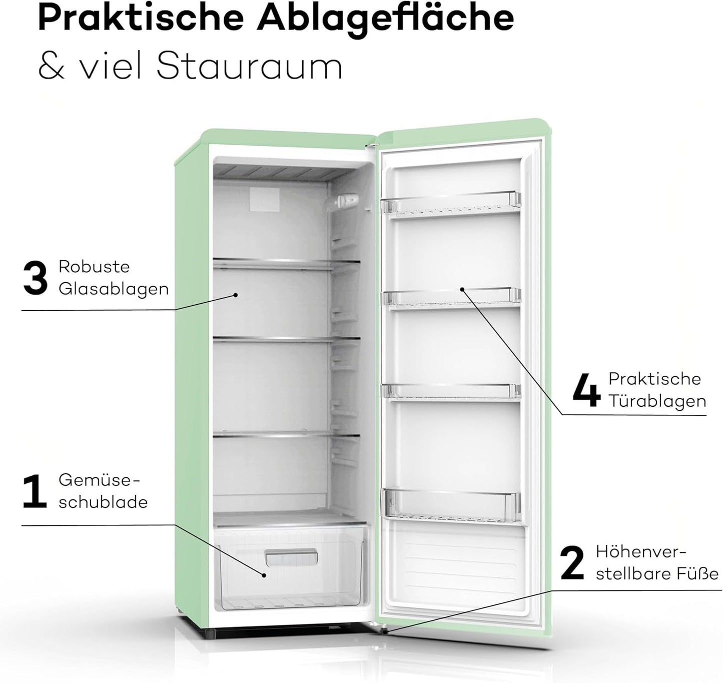 SCHOEPF RKS245SG Vollraum-Kühlschrank Retro / EEK: E / Grün / 238 Liter - LED-TV-SHOP
