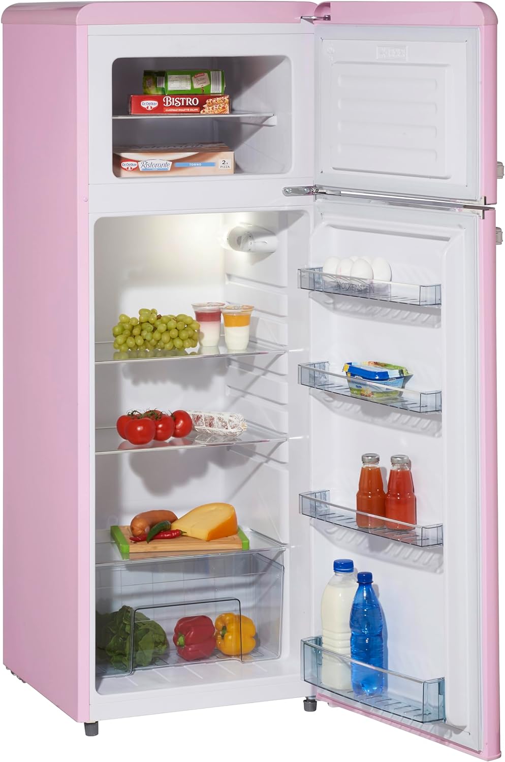 WOLKENSTEIN GK212.4RT SP Retro Kühlschrank mit Gefrierfach / Pink / EEK: E / 211 Liter - LED-TV-SHOP