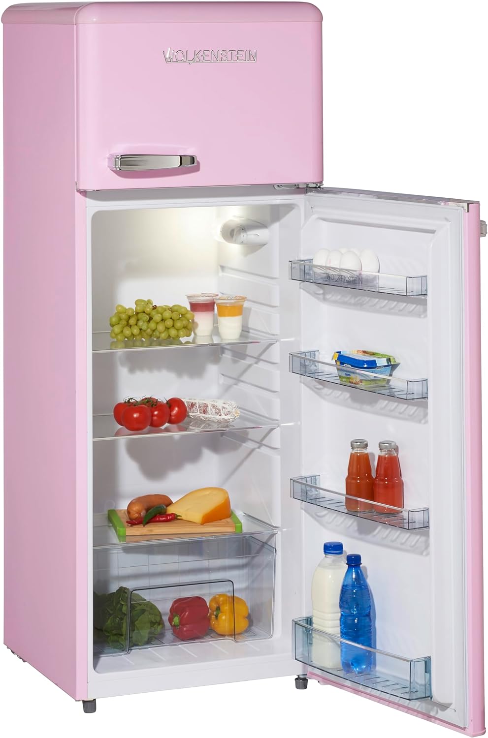 WOLKENSTEIN GK212.4RT SP Retro Kühlschrank mit Gefrierfach / Pink / EEK: E / 211 Liter - LED-TV-SHOP