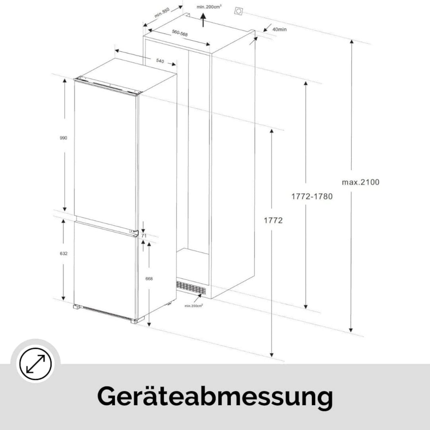 WOLKENSTEIN WKG257.4NF EB Einbau-Kühlgefrierkombination / EEK: E / 246 Liter - LED-TV-SHOP