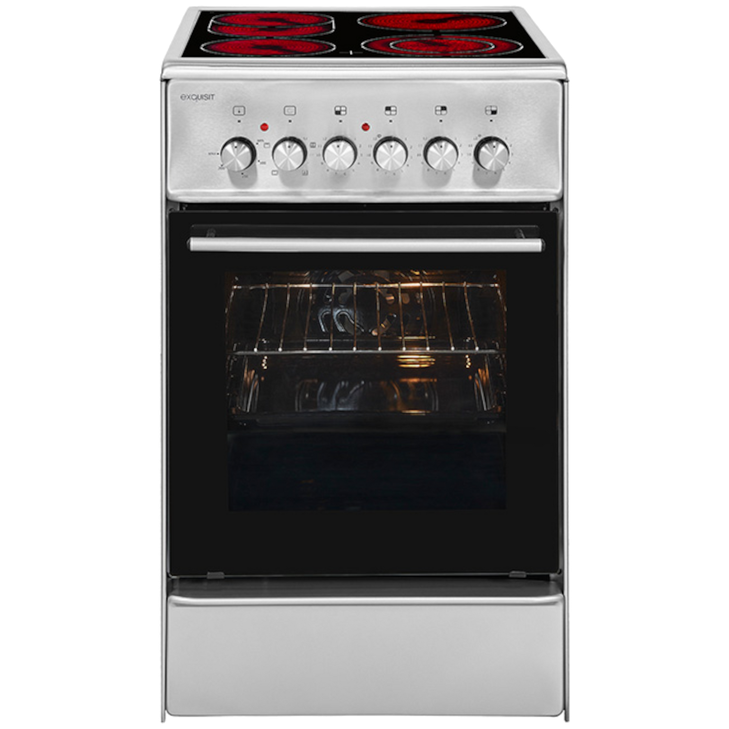 EXQUISIT ECM 5-4.1 BZ Inox Elektro Standherd / EEK: A / 4 Kochstellen / Glaskeramik - LED-TV-SHOP