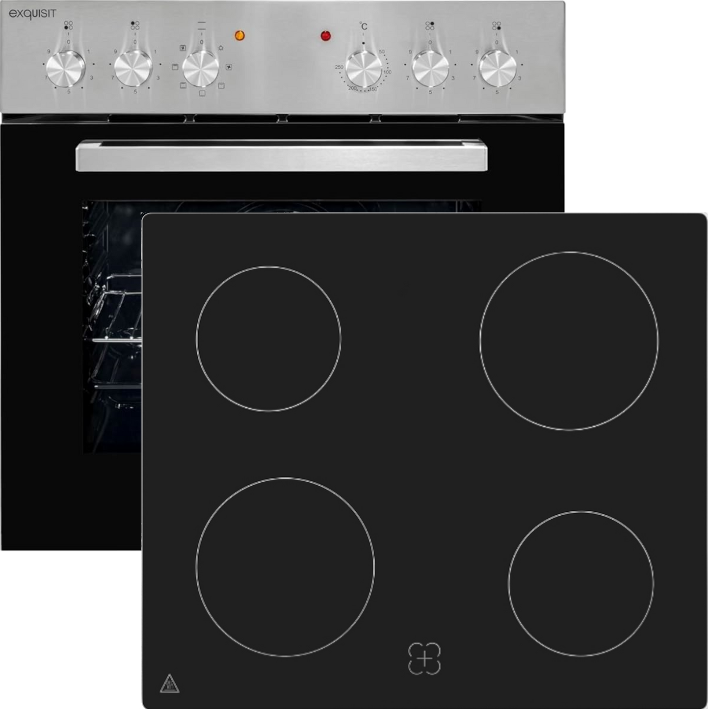 EXQUISIT EHE156-2.1U-Set inox Einbauherd Set / EEK: A / Kochfeld mit Rahmen