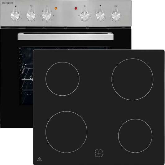 EXQUISIT EHE156-2.1U-Set inox Einbauherd Set / EEK: A / Kochfeld mit Rahmen