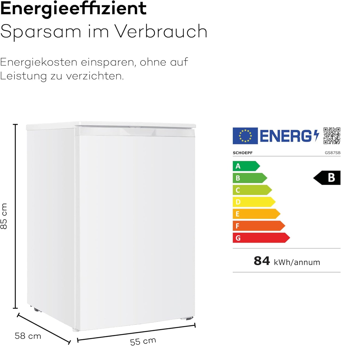 SCHOEPF GS87SB Gefrierschrank / EEK: B / Weiß / 87 Liter