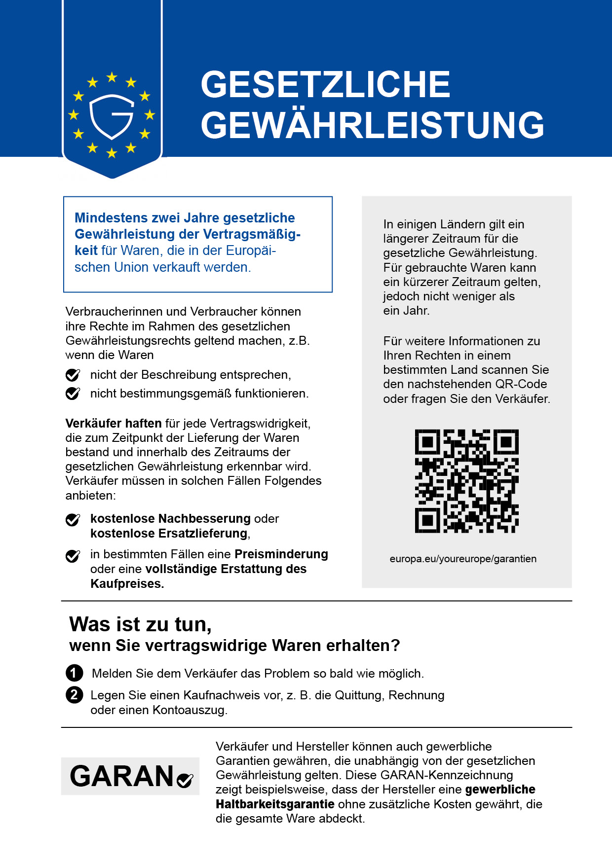 EU Gewährleistungslabel